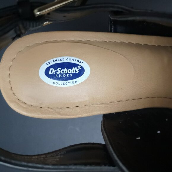 NWT Dr. Scholl's Ladies Size 11 Black Faux Leather Heeled Sandals - Picture 6 of 10